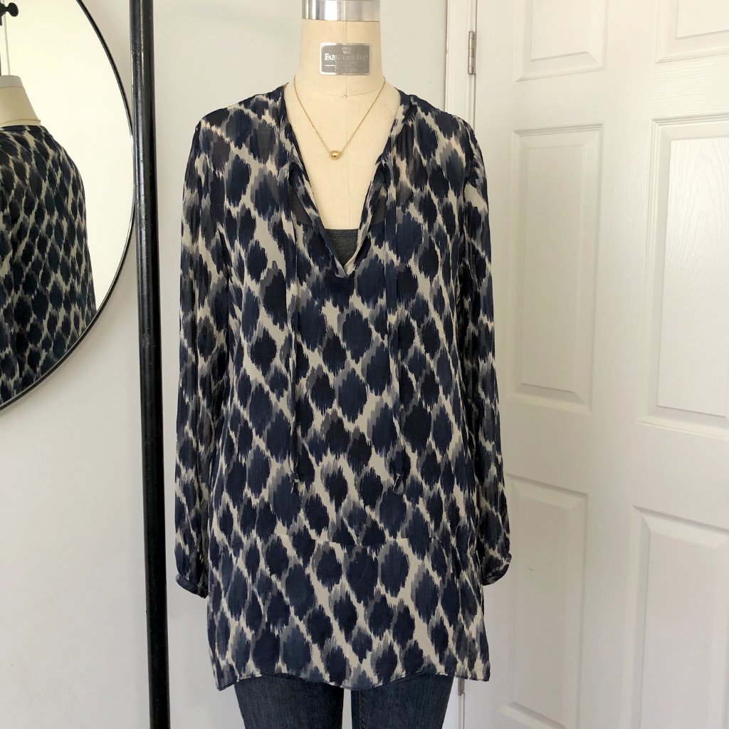 Club Monaco Silk Sheer Ikat Tunic M